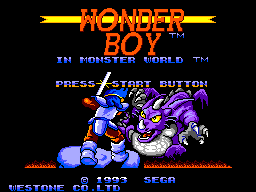 Wonder Boy title screen for Sega Master System